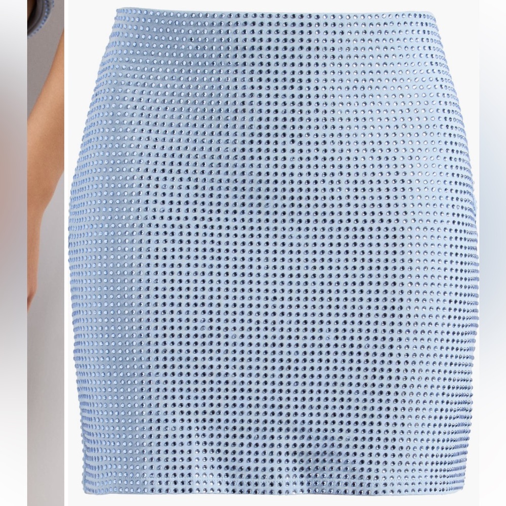 Good American Light Blue Stretch Mini Skirt NWT - Picture 3 of 5